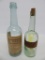 Castor Oil and Cough Syrup bottles, aqua and green, 6 1/2