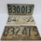 Three 1920 Massachusetts license plates, wear noted, 14