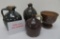 Four stoneware pieces, jugs and planter, all damaged, 7