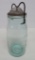 Whitmore 's aqau canning jar with clear lid, Rochester NY, 9