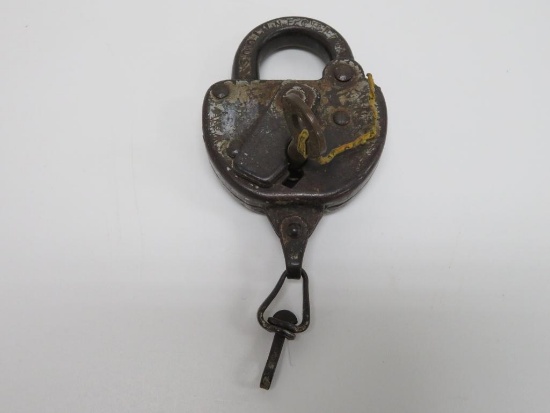 Soo Line Chicago Division Railroad Lock and Key, 3 1/2"