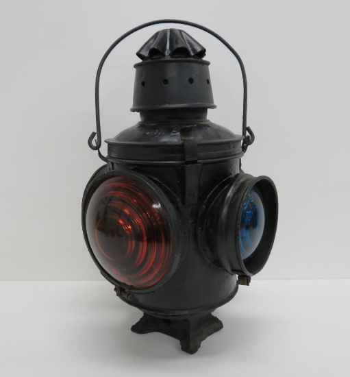 Chicago Milwaukee St Paul Railroad Switchman lantern, four lens. 15"