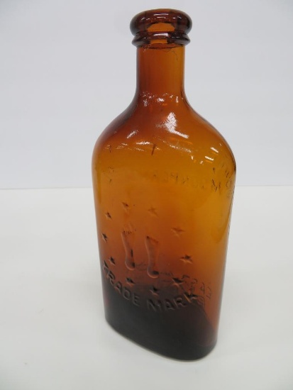 East Indian Remedy bottle, amber, Connell S Brahminical Moonplant, 8 1/2"