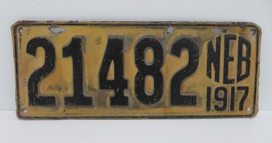 1917 Nebraska license plate, 15"