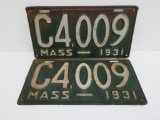 Matched Set of 1931 Massachusetts License Plates, 12