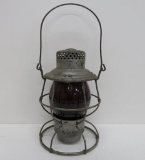 B & M Railroad lantern with ruby globe, embossed B & MRR, 10