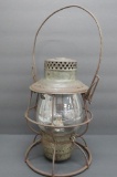 C & NW Railway lantern, embossed clear globe, 10