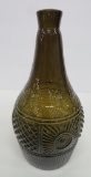 Olive Green open pontil liquor bottle, sunburst and diamond pattern, 7 1/2