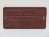 American Locomotive Co General Electric Co cast iron sign, 1947, Alco, 12