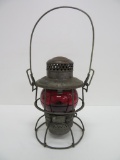 Adlake Railroad Lantern, Belt Railway, ruby globe, 9 1/2