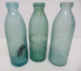 Three Otto Zweitusch bottles, aqua, 7