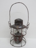 Bell Railway Lantern, some paint residue on lamp, 9 1/2