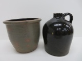 Redware crock and jug