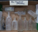 10 Milwaukee Pharmacy Bottles, clear, 4