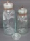 Two Globe canning Jars, quarts, aqua and green, 9