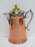 Vintage Copper Brass and Silverplate ornate coffee pot, 11