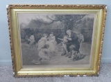 Large 1898 Faulkner London print in ornate frame, Fred Morgan, 