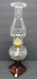 Amber glass base oil lamp, 16 1/2