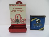 Bulger tobacco pocket tin and Trip Mercantile advertising match holder, 5