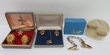 Vintage cuff links and Krementz necklace/earrings