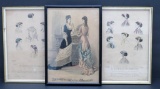 Three French Fashion Prints, hand colored, framed 8