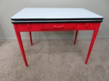 Red and White enamel work table
