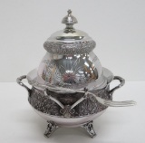 Southbington ornate covered butter dish, plated, 8 1/2