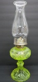 Lovely Vaseline pattern glass oil lamp, 17