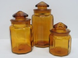 Three Large ground edge cover jars, 7 1/2