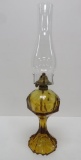 Golden Amber oil lamp, lovely lines Deco style, 20