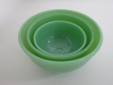 Nest of Fire King Jadeite mixing bowls 4 1/2