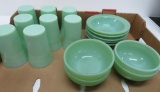 Fire King Jadeite bowls and 8 jadeite style tumblers