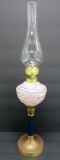 Art glass candlestick stem oil lamp, 17