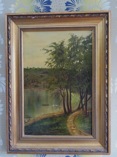 Early Oil painting landscape framed