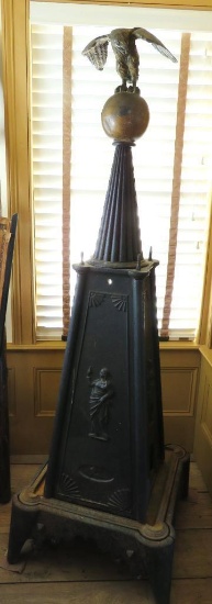 Unusual 1800's Cast Iron Stove with Eagle on Globe, attributed to Virginia area