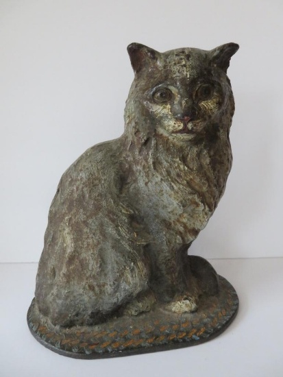 Cast iron cat doorstop, 9"