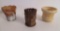 Three Akro Agate style toothpick holders including Native American