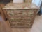 Distressed paint, rustic three drawer chest with glass handles