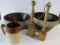 Stoneware bowls, pitcher and mashers