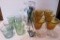 Art Glass cocktail glasses and pitcher with swizzles