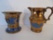Two Ornate Copper Lustre with blue decoration