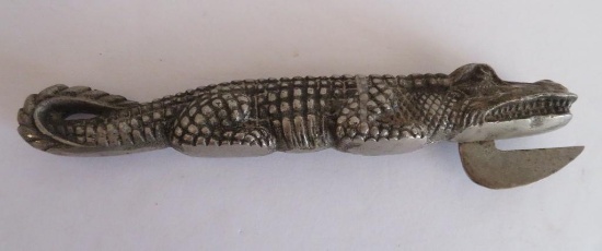 Very Unusual Cast iron alligator can opener, 6"
