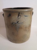 5 gallon salt glaze crock with cobalt decoration