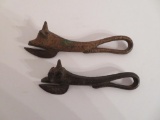 Two vintage cast iron figural can openers, cows, 4 3/4