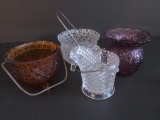 Four pattern and colored glass toothpick holders