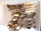 Assorted Demi spoons and souvenir spoons, five collared knives