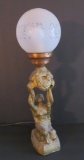 Figural lady table lamp, woman and floral, 21