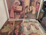 Seven lovely prints, children and woman