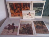 Six pieces of Western Art, Russell, Remington and Colliers