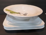 Pasta set with plates, bowl and serving utensils